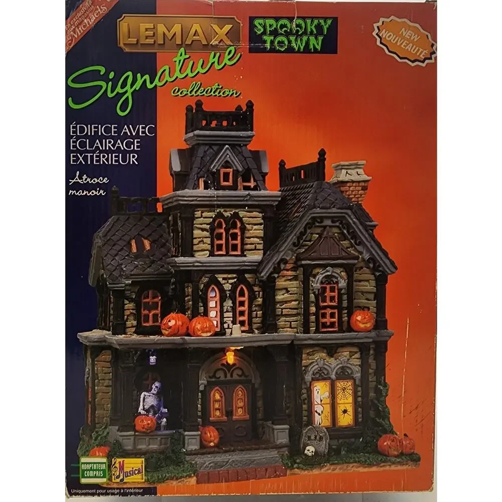 Vintage Dreadful Manor 85708 Lighted Lemax Spooky town Halloween Village Retired